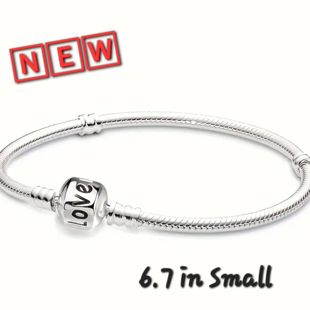 Silver Love Charm Bracelet Starter Medium 6.7 in  Bracelet Only